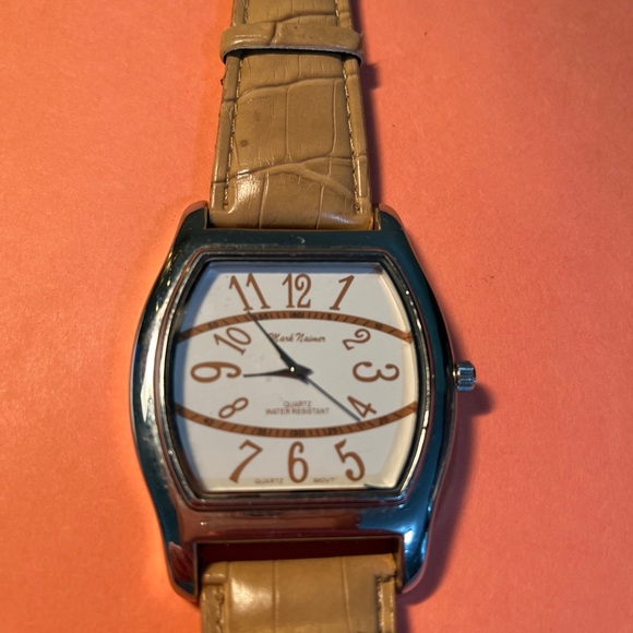 Mark Naimer Quartz Watch White Dial with Tan Accents, Tan Leather Band, Oversize - Picture 4 of 12